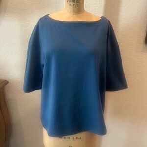 Lands' End Women's Short Sleeve thick knit Top - Deep Blue